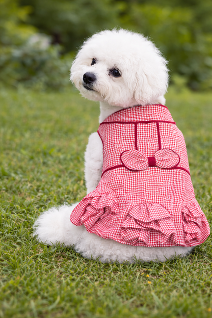 Parisian Pet ‘Houndstooth Dog Dress’ for Dogs & Cats Red & White