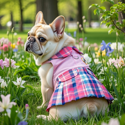 Parisian Pet ‘Plaid Royal Pleated Dress’ for Dogs & Cats Pink